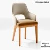 Silla De Comedor Tapizada Con Patas De Madera PEACH -Demarques Tienda silla de comedor tapizada con patas de madera peach