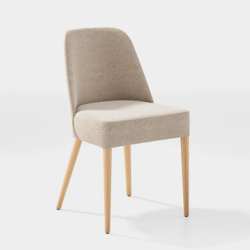 Silla De Comedor Tapizada Con Patas De Madera SCOTT 4 Silla De Comedor Tapizada Con Patas De Madera SCOTT - Imagen 2