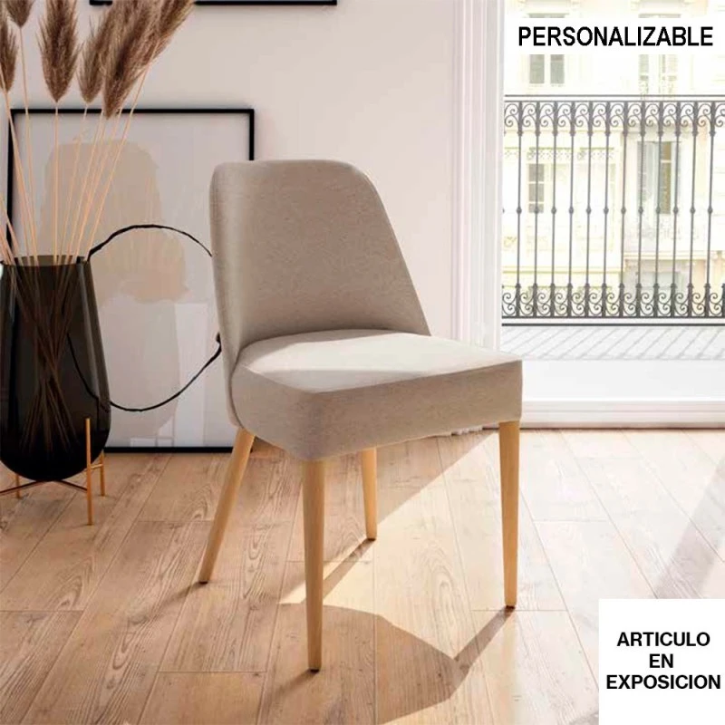 Silla De Comedor Tapizada Con Patas De Madera SCOTT 3 Silla De Comedor Tapizada Con Patas De Madera SCOTT