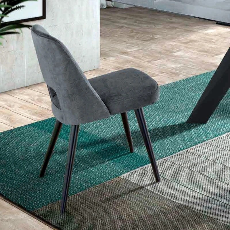 Silla De Comedor Tapizada Patas De Madera EMMA B 3 Silla De Comedor Tapizada Patas De Madera EMMA B