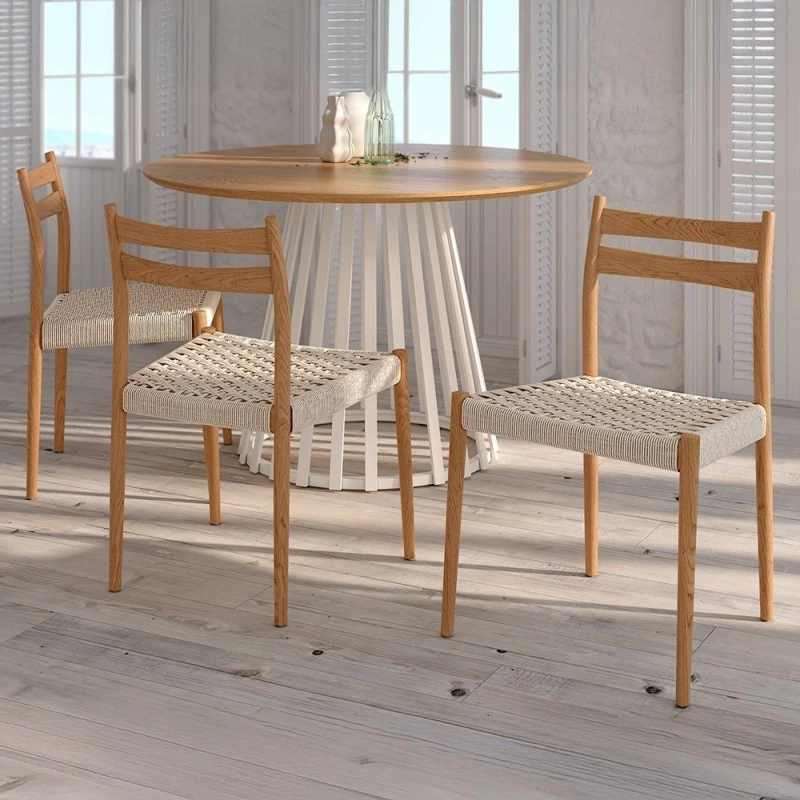 Silla De Madera Con Asiento De Cuerda Trenzado VISBY 3 Silla De Madera Con Asiento De Cuerda Trenzado VISBY