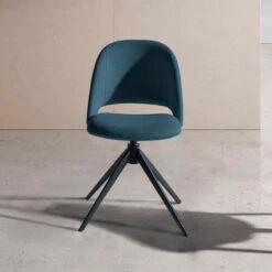 Silla Giratoria Con Retorno Tapizada Patas Metalicas CASSIA D