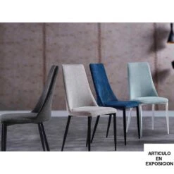 Silla Comedor Tapiazada Tela Belfast Con Patas Metalicas LETI