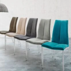 Silla Tapizada Con Tela Brido Y Patas Metalicas MIA