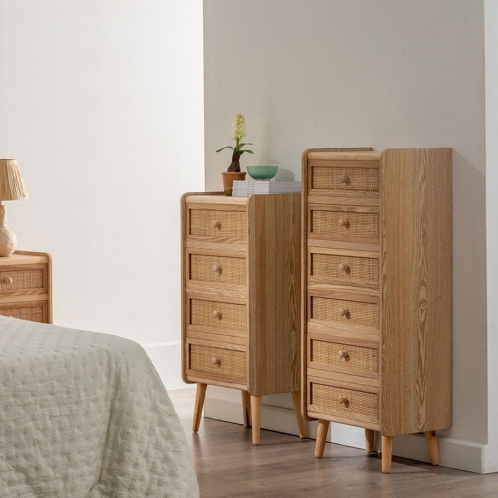 Demarques Tienda -Demarques Tienda sinfonier en bois samir 4 tiroirs naturels 40 x 87 x 30 cm