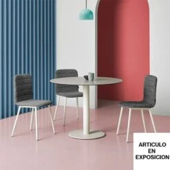 Mesa De Cocina Redonda Con Pie Central Metalico Y Tapa Porcelanico SOL