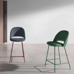 Taburete Alto Tapizado Con Patas Metalicas CASSIA B