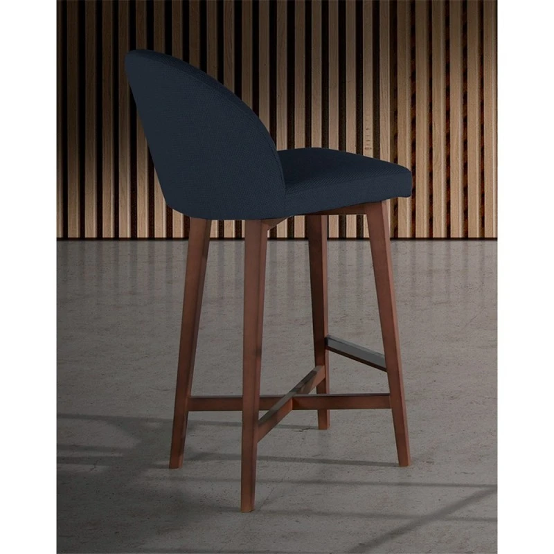 Eda B - Taburete Alto Tapizado Con Patas De Madera 4 Eda B - Taburete Alto Tapizado Con Patas De Madera - Imagen 2