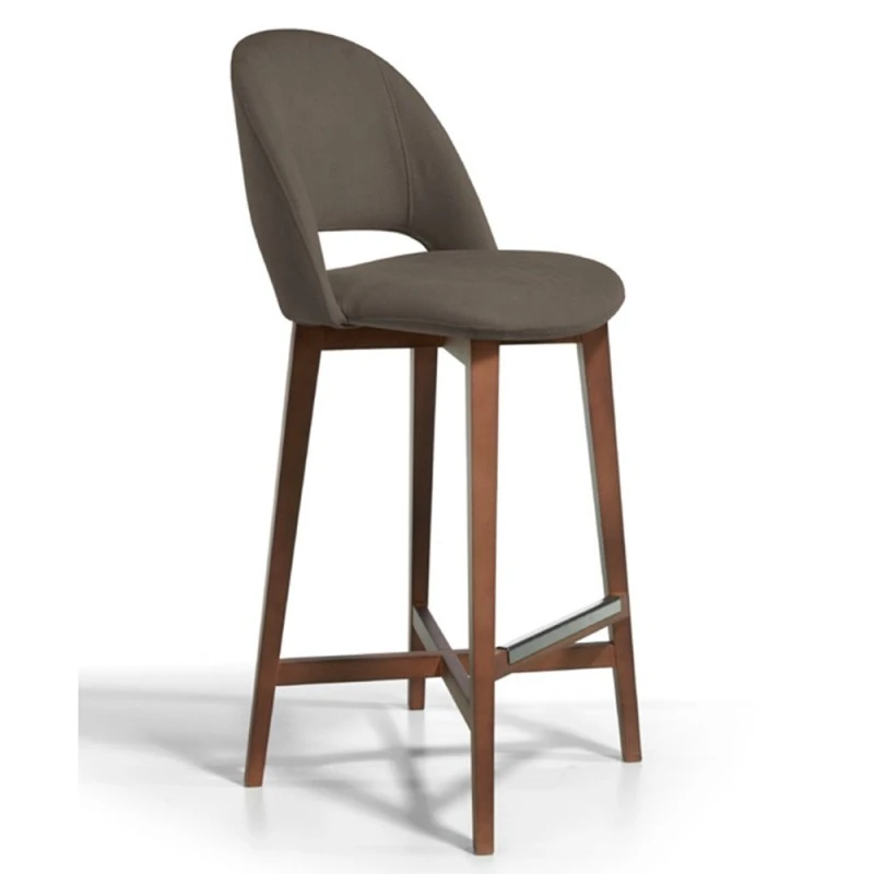 Taburete Alto Tapizado Patas Madera CASSIA A 4 Taburete Alto Tapizado Patas Madera CASSIA A - Imagen 2