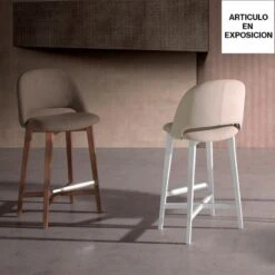 Taburete Alto Tapizado Patas Madera CASSIA A