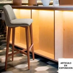 Taburete Tapizado Con Patas Madera LOLITA A