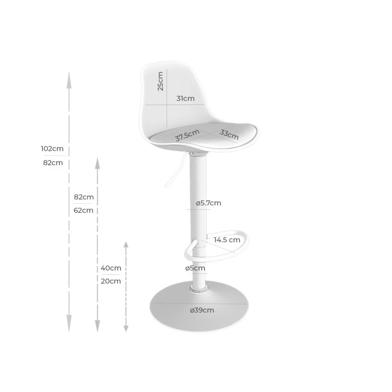TABURETE GIRATORIO Y REGULABLE EN ALTURA NELLY 4 TABURETE GIRATORIO Y REGULABLE EN ALTURA NELLY - Imagen 2