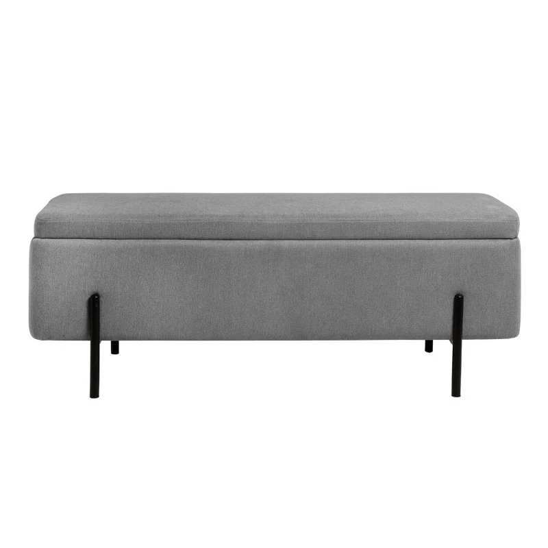 Banqueta Tapizada Gris Patas Metal Negro VIENA 5 Banqueta Tapizada Gris Patas Metal Negro VIENA - Imagen 3