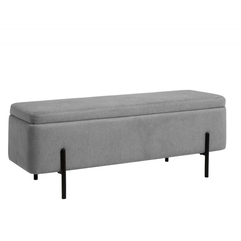 Banqueta Tapizada Gris Patas Metal Negro VIENA 3 Banqueta Tapizada Gris Patas Metal Negro VIENA