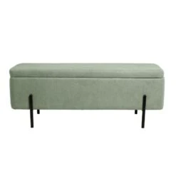 Banqueta Tapizada Menta Patas Metal Negro VIENA -Demarques Tienda tiber banqueta tapizada menta patas metal negro 2