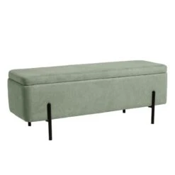 Banqueta Tapizada Menta Patas Metal Negro VIENA