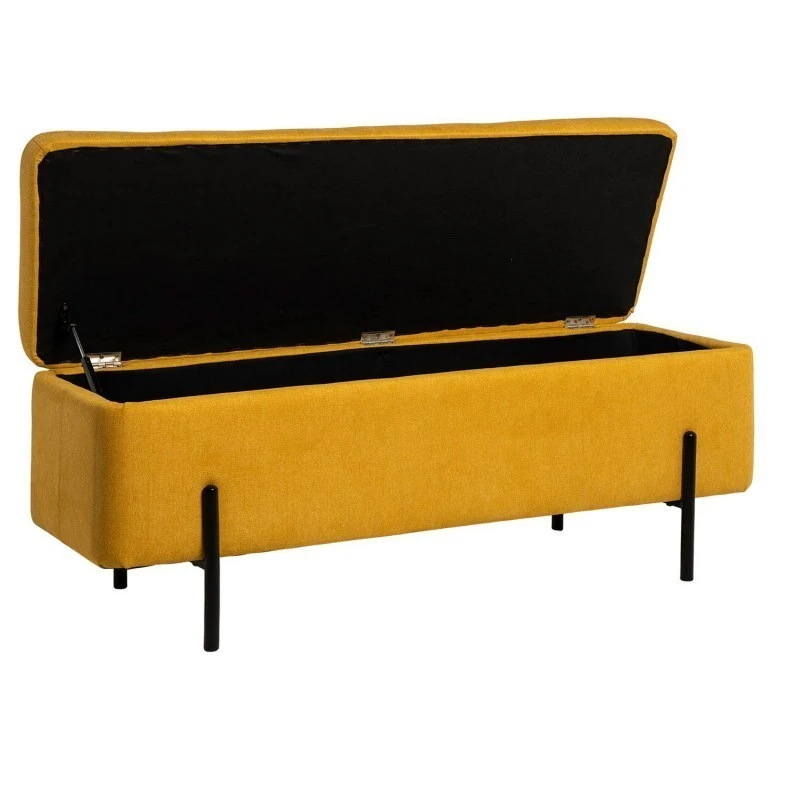 Banqueta Tapizada Mostaza Patas Metal Negro VIENA 4 Banqueta Tapizada Mostaza Patas Metal Negro VIENA - Imagen 2