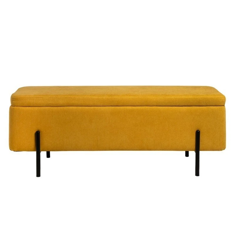 Banqueta Tapizada Mostaza Patas Metal Negro VIENA 5 Banqueta Tapizada Mostaza Patas Metal Negro VIENA - Imagen 3