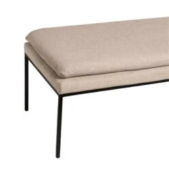 Banqueta Tapizada Beige Patas Metal Negro TURIN -Demarques Tienda turin banqueta tapizada beige patas metal negro 2