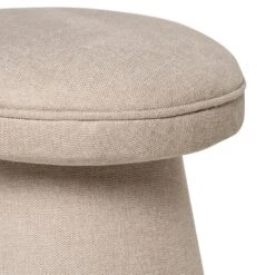 Puff Redondo Tapizado Tela Color Beige ALBIN -Demarques Tienda uji puff redondo tapizado tela color beige 2