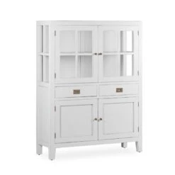 VITRINA BLANCA DE ESTILO COLONIAL EVEREST 2 CAJONES 4 PUERTAS 2 ESTANTES