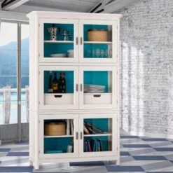 CERDEÑA - VITRINA RUSTICA CON 6 PUERTAS Y CAJONES INTERIORES